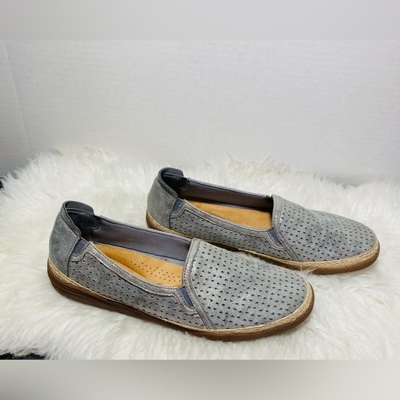 Clarks Elaina Gray Espadrille Slip-On Espadrille Shoes Sz-10 - Picture 5 of 5